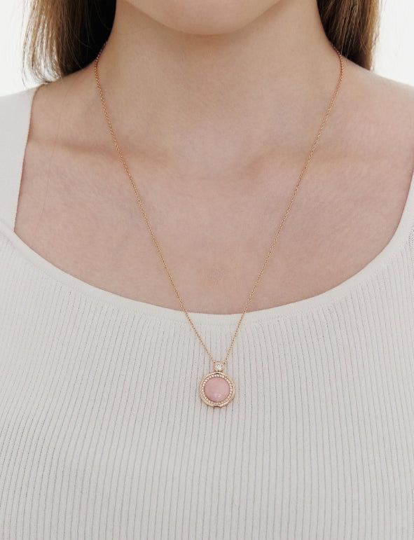 hyeres lor（イエール・ロール）の「26SS★ [Premium Plating] Pennysense AB(P) Coin Necklace Pink Opal（Accessories）」