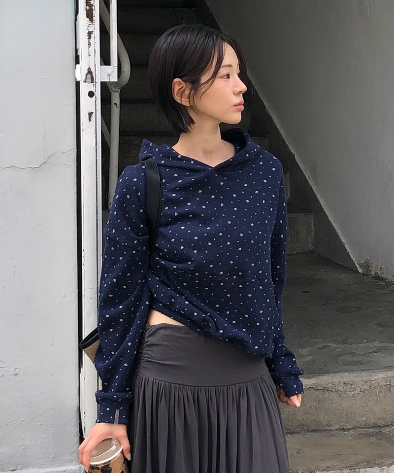WITHOUTSUMMER（ウィズアウトサマー）の「Floral waffle hoodie_navy（Tops）」