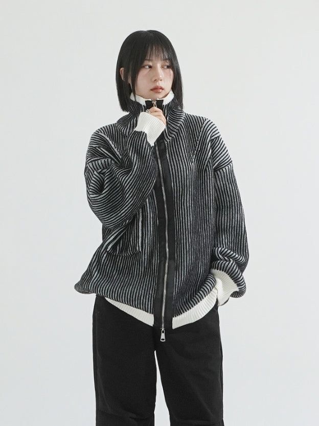 Adel pocket zip-up knit