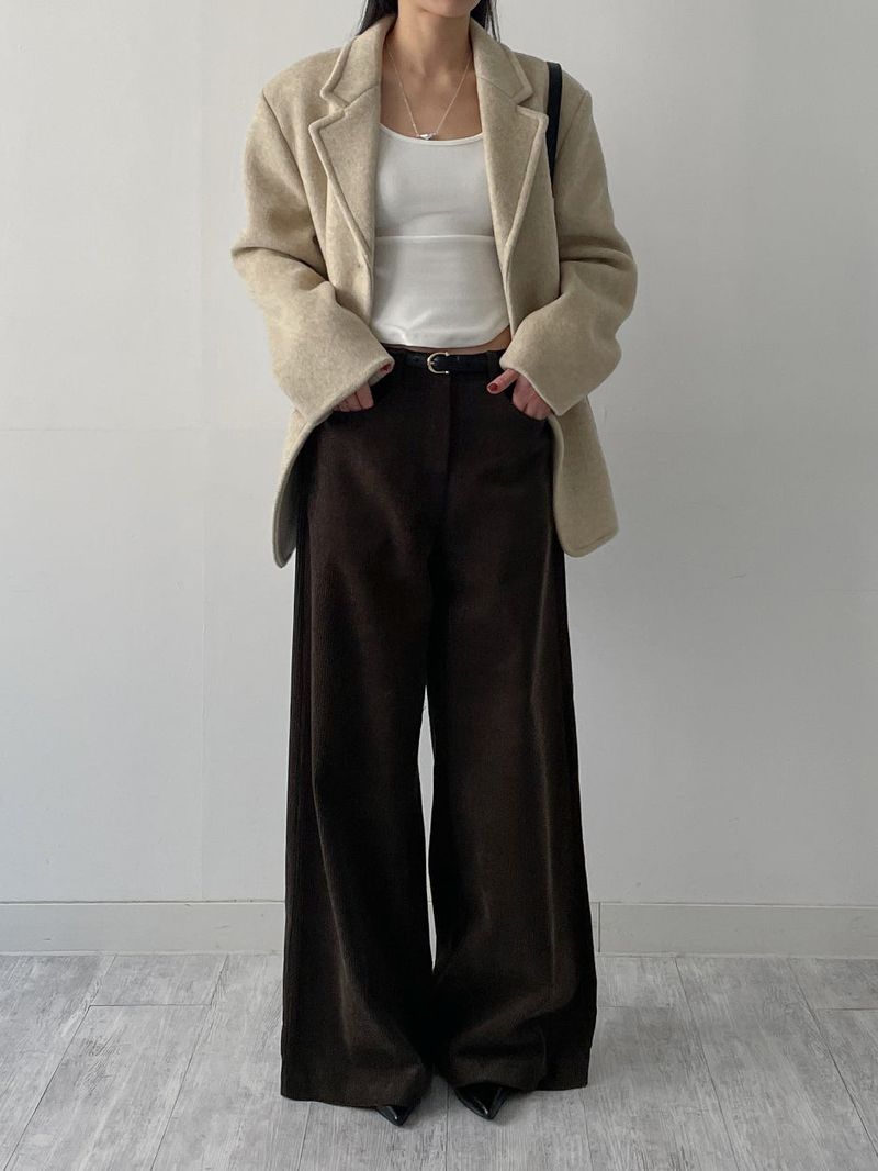 [wool90%] Heavy Wool Overfit Single Jacket