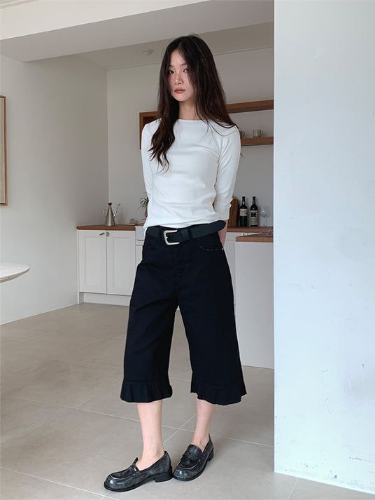 FRILL CAPRI PANTS (3C)