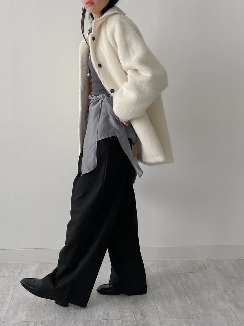 [wool 30%] Hairy Single Overfit Half Coat