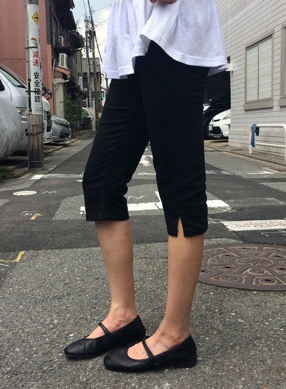 インス ポケット スリット コットン カプリ パンツ