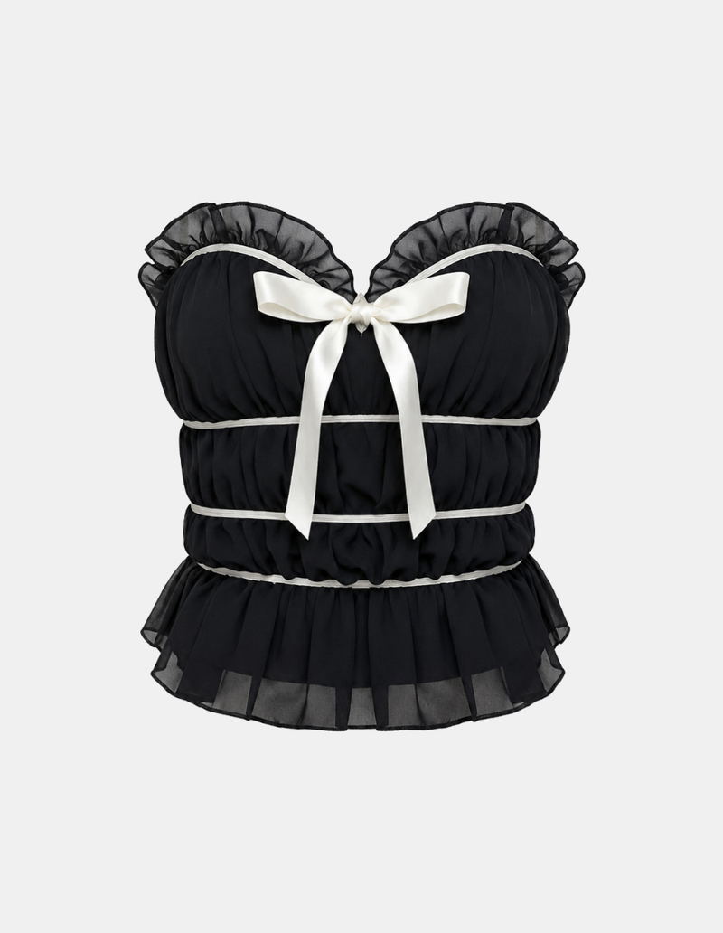 Riva Ribbon Frill Top