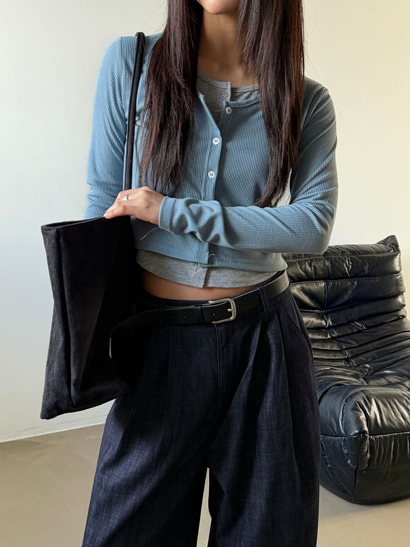 Two tone layered cardigan(4color)