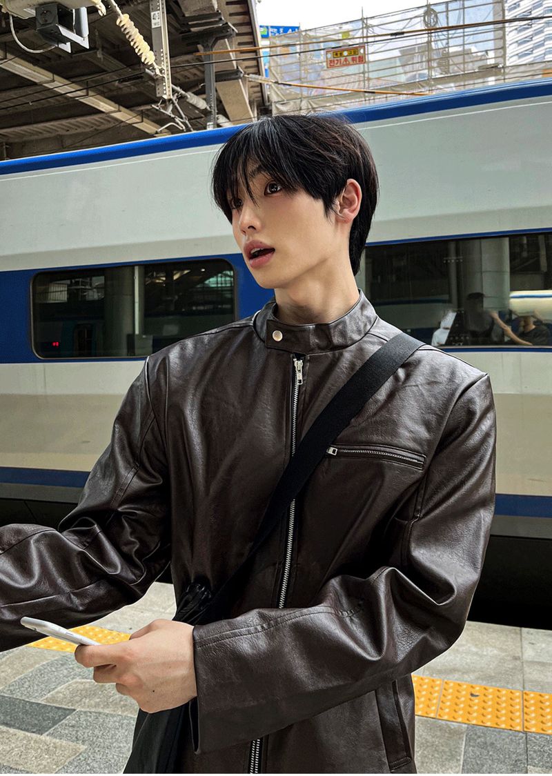 COSYHARU（コシハル）の「Concrete Crack Leather Jacket（Jackets/Outerwear）」