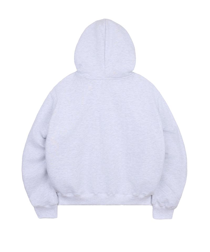 Star Lettering Patch Hoodie Zip-Up - White