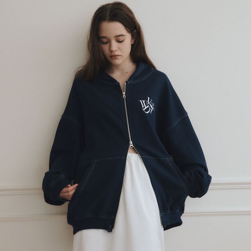 wonder visitor（ワンダービジター）の「Logo Stitch Hood Zip-up [2 Color]（Tops）」