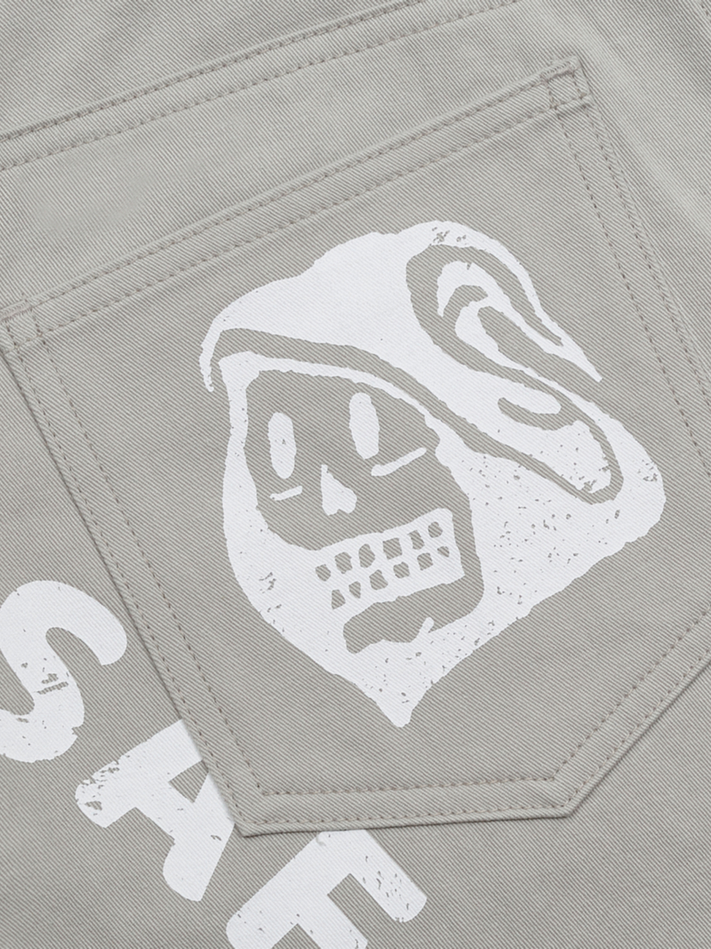MULTI SKULL STRAIGHT COTTON PANTS (GRAY)