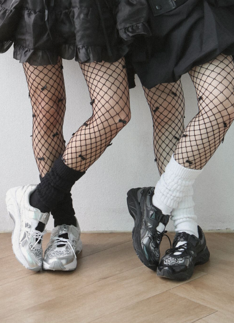 mesh ribbon tights (black)