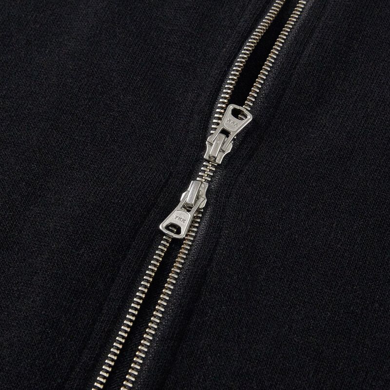 Stripe knit zip-up jacket / Black