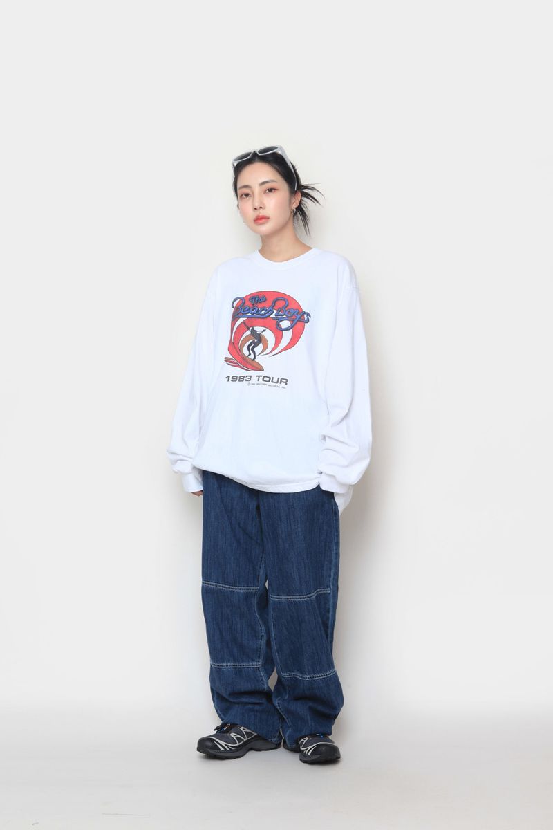 stitch work denim pants