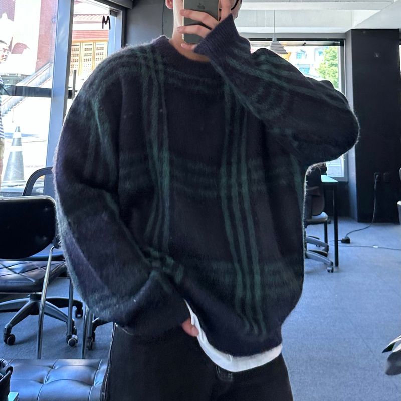maranda check loosefit knit