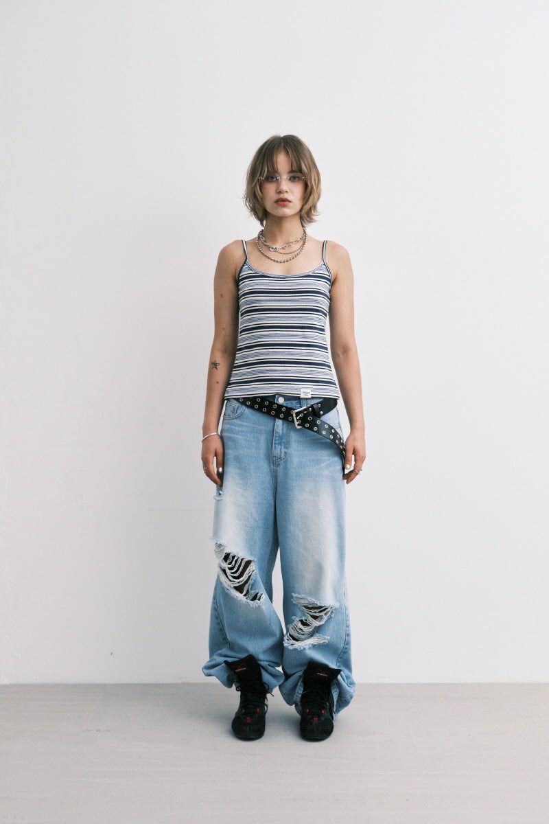 stripe sleeveless (blue)