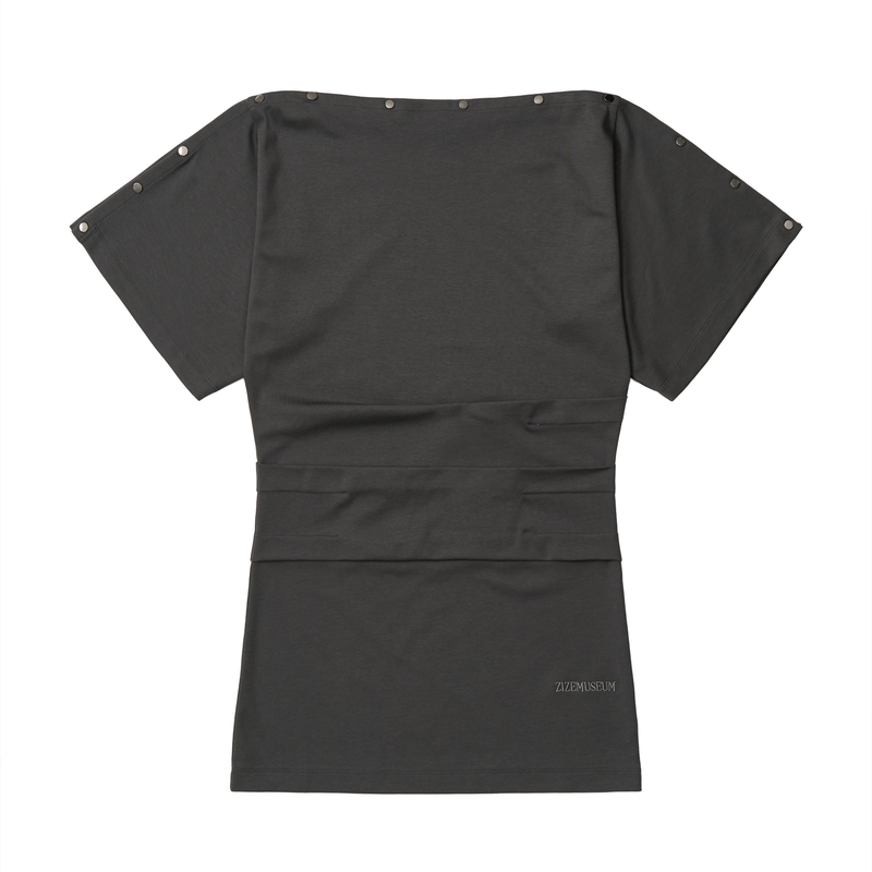 MULTI-WAY SNAP DRAPE DRESS (CHARCOAL)