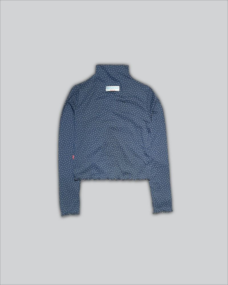 Blue Mini Star Mock Neck Top