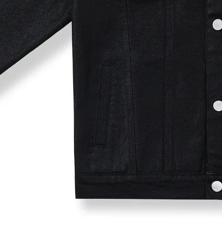Kanto Coated Black Denim Trucker Jacket
