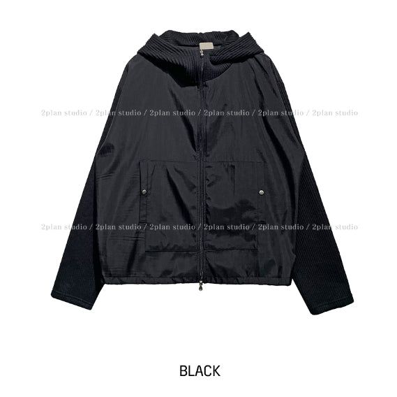 Tech Color Matching High Neck Hood Zip-Up