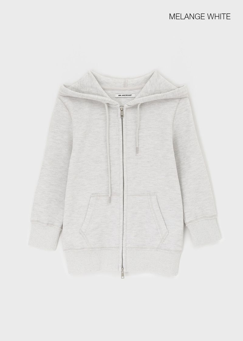 [B-BASIC] Waffle Slim Fit 3/4 Length Zip-Up Hoodie (2 SIZE)