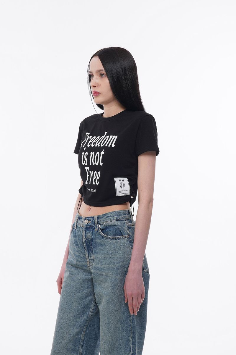 FREEDOM SIDE STRING CROP T-SHIRTS