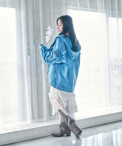 UNISEX フーディデニムジャケット