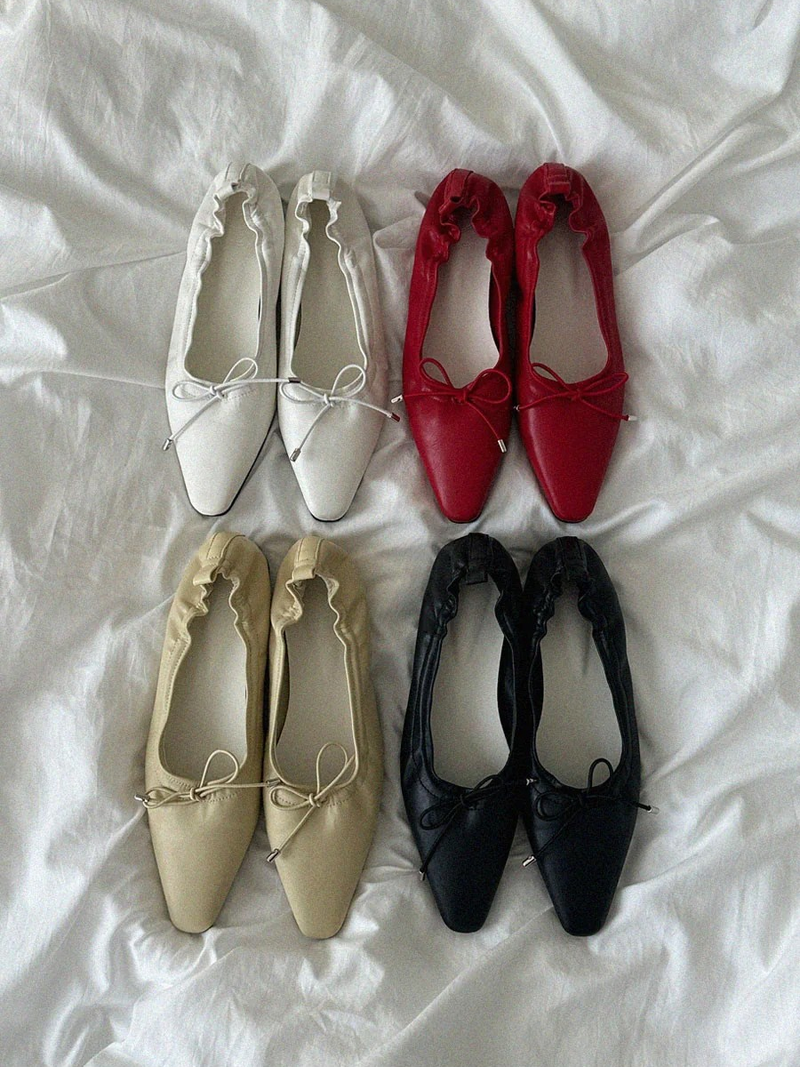 SOFT BALLET RIBBON FLAT SHOES (RED)