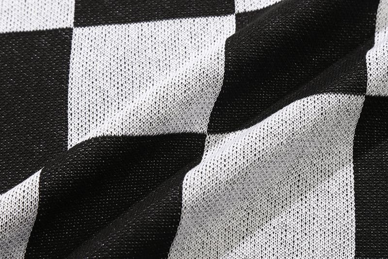 CHECKER BOARD KNIT TOP_BLACK