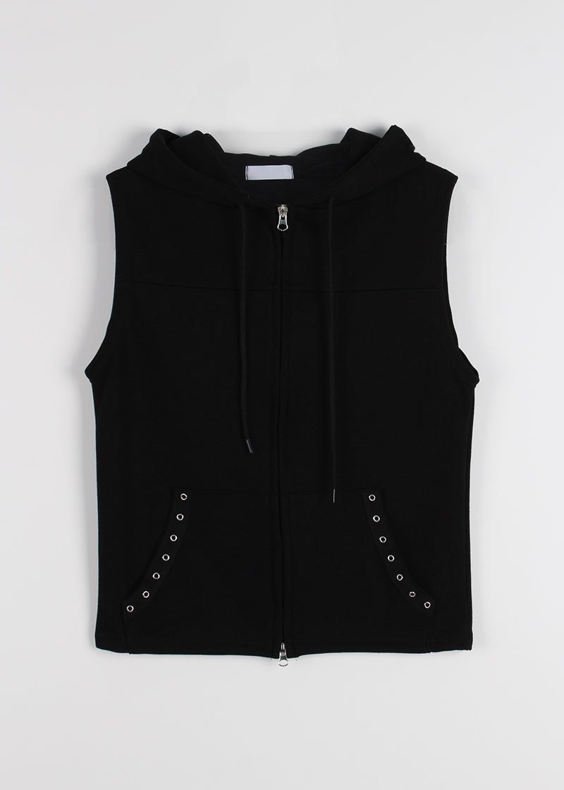 EYELET LINE HOOD VEST