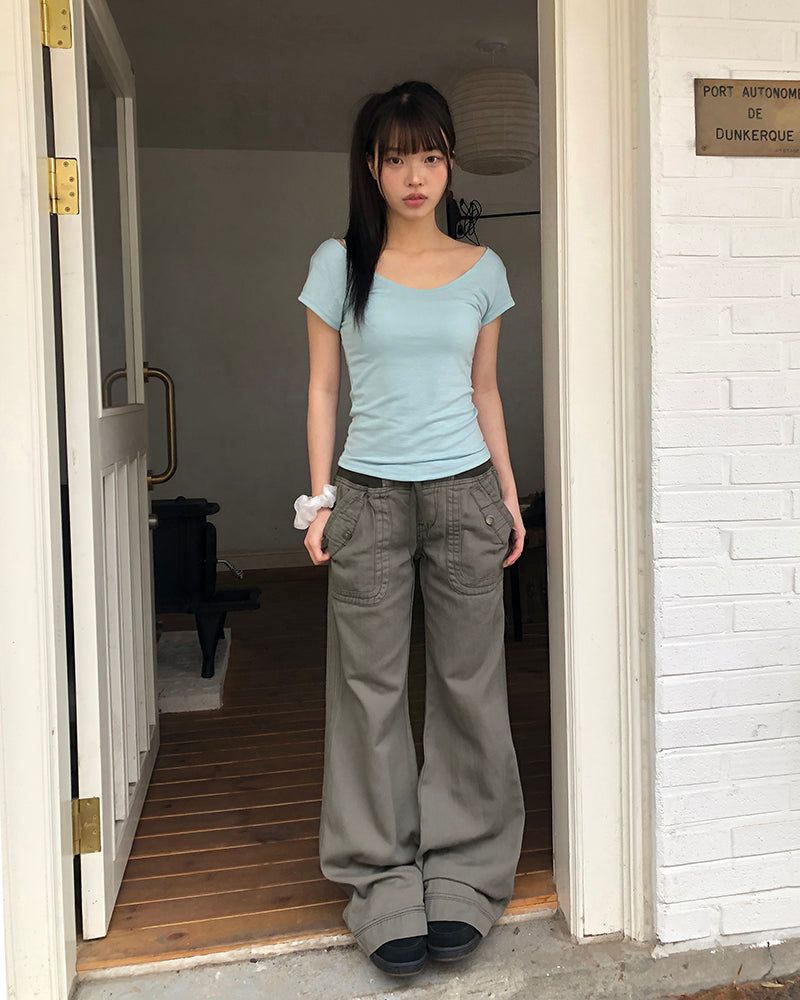 ダロン ヴィンテージ ウォッシュド ローライズ ブーツカット パンツ