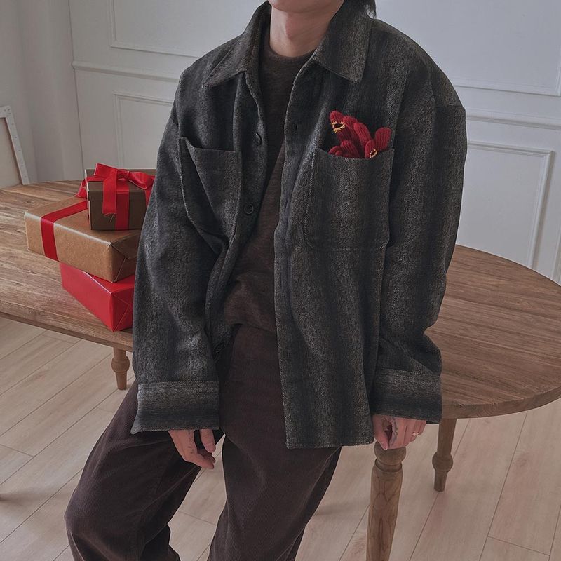 ASCLO Stripe Wool Shirt Jacket (2color)