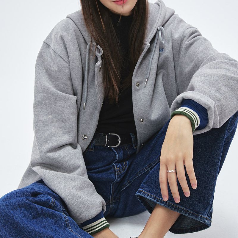ベースボールフードジャケット/Baseball Hoodie Jacket [GREY]