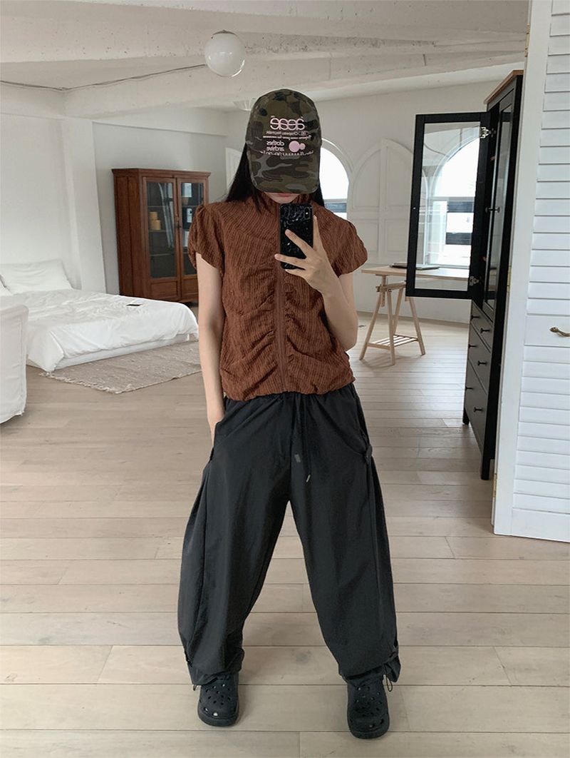 NYLON BIJO SNAP BUTTON PANTS (4C)