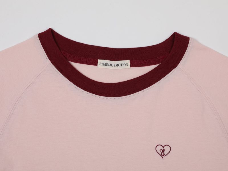 CONTRAST REGLAN CROP T-SHIRT (PINK)