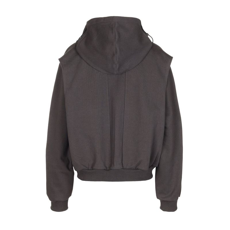 LAYERED STRING HOODIE ZIP-UP [DARK GRAY]