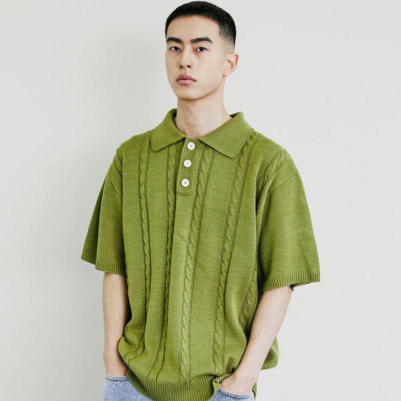 CHAIN CABLE COLLAR HALF KNIT BASIL