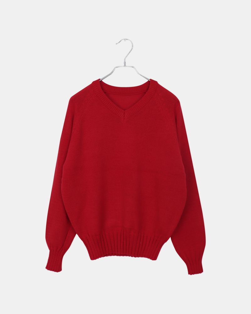 Shus Basic V-neck Loose Fit Long Sleeve Knit