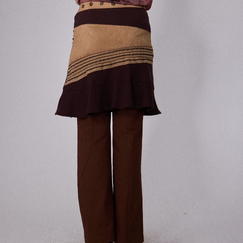 SHEISSHE/SUEDE SPLICED STRUCTURED SKIRT