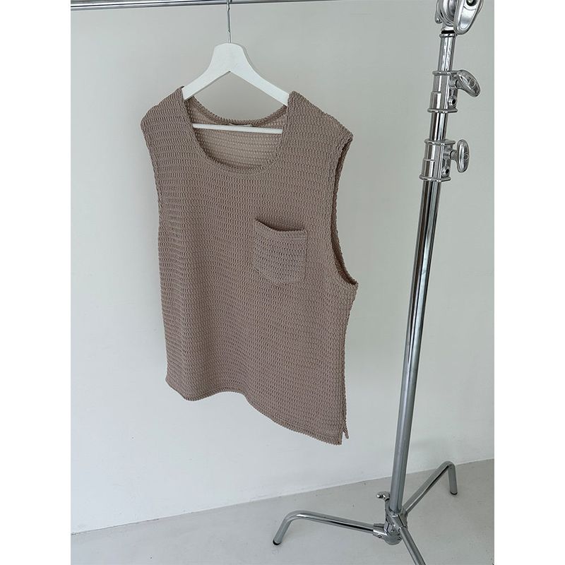 [S/S] Square pocket knit sleeveless (5color)