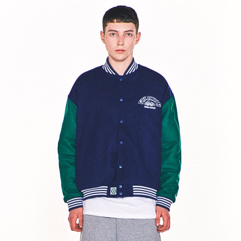 WEIRD PICNIC VARSITY JACKET (NAVY)