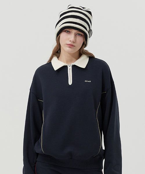 KIRSH（キルシー）の「OPEN COLLAR SWEATSHIRT [DARK NAVY]（Tops）」