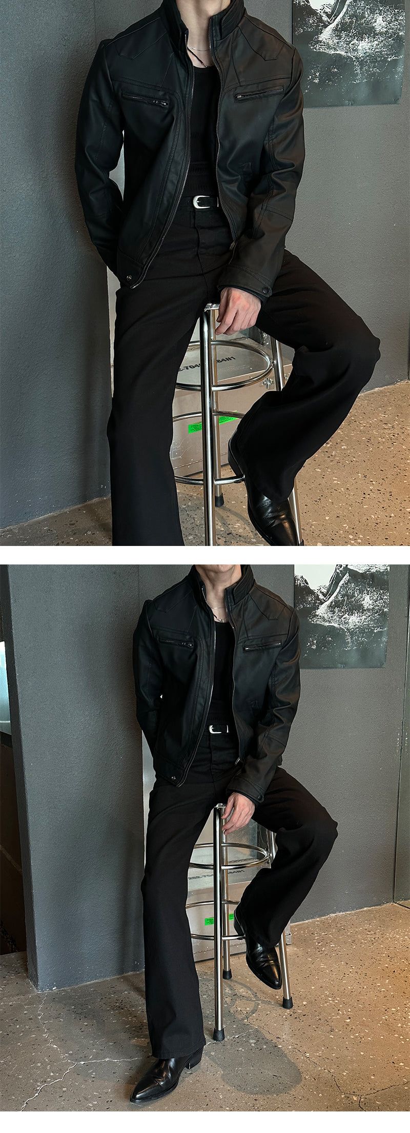 [PROMOTION] Leather zipper biker short jacket (2SIZE)