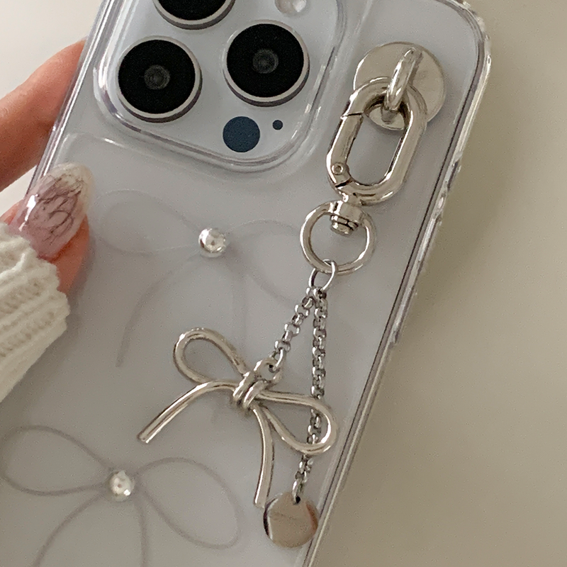 [handmade] mini silver ribbon logo keyring