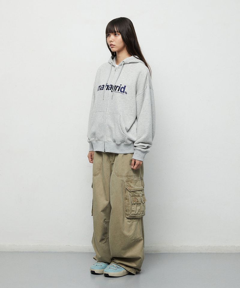 BASIC LOGO ZIP-UP HOODIE_GREY