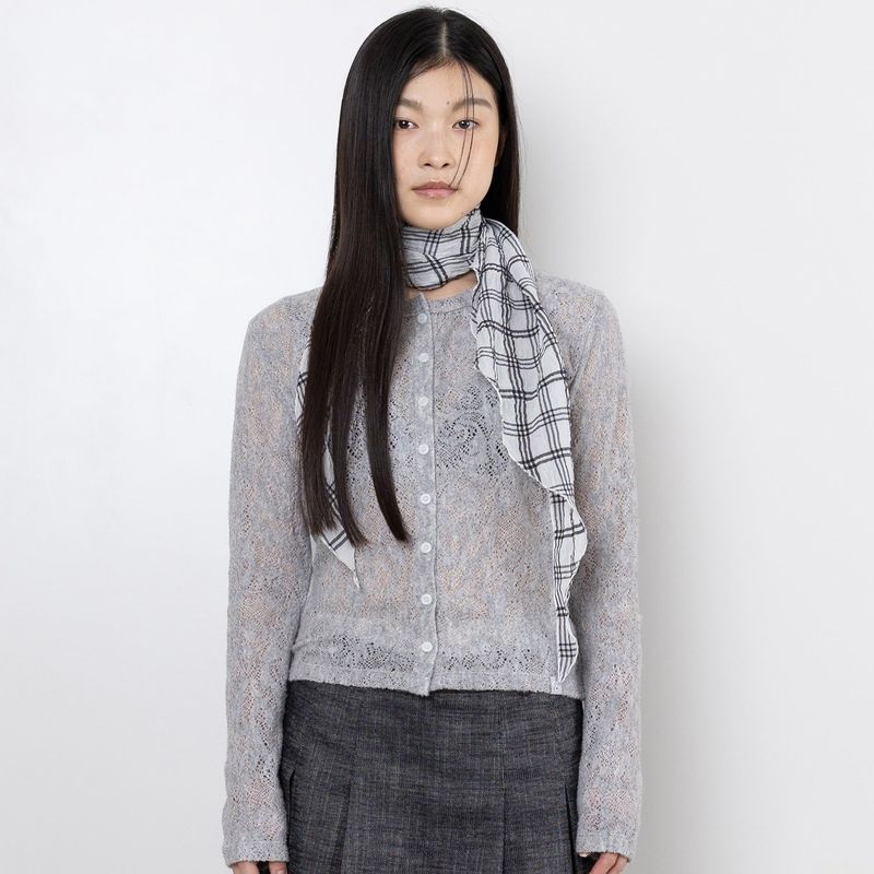 Twister Check Scarf - White