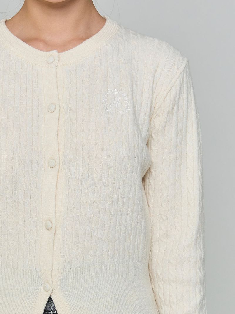 EMBROIDERED TWIST CARDIGAN - IVORY