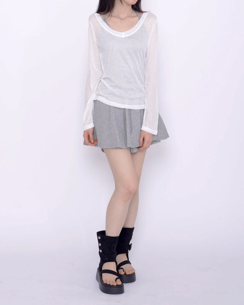 Yeori 3-Piece Set: T-shirt + Sleeveless Bra Top + Elastic Skirt Shorts