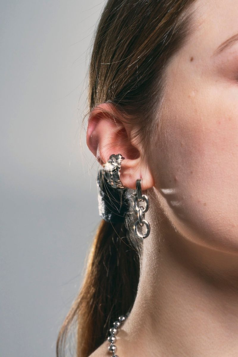 NO.317 [SILVER] GEOMETRY HEART EARCUFF