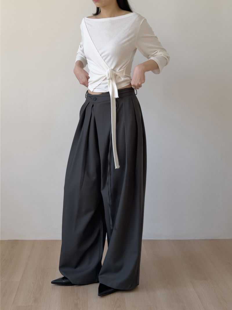 Vinua Unbalance Wrap Wide Slacks