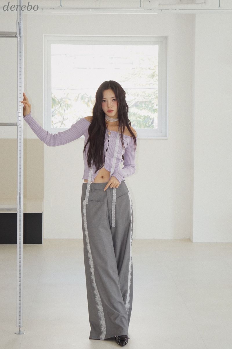 side lace wide slacks