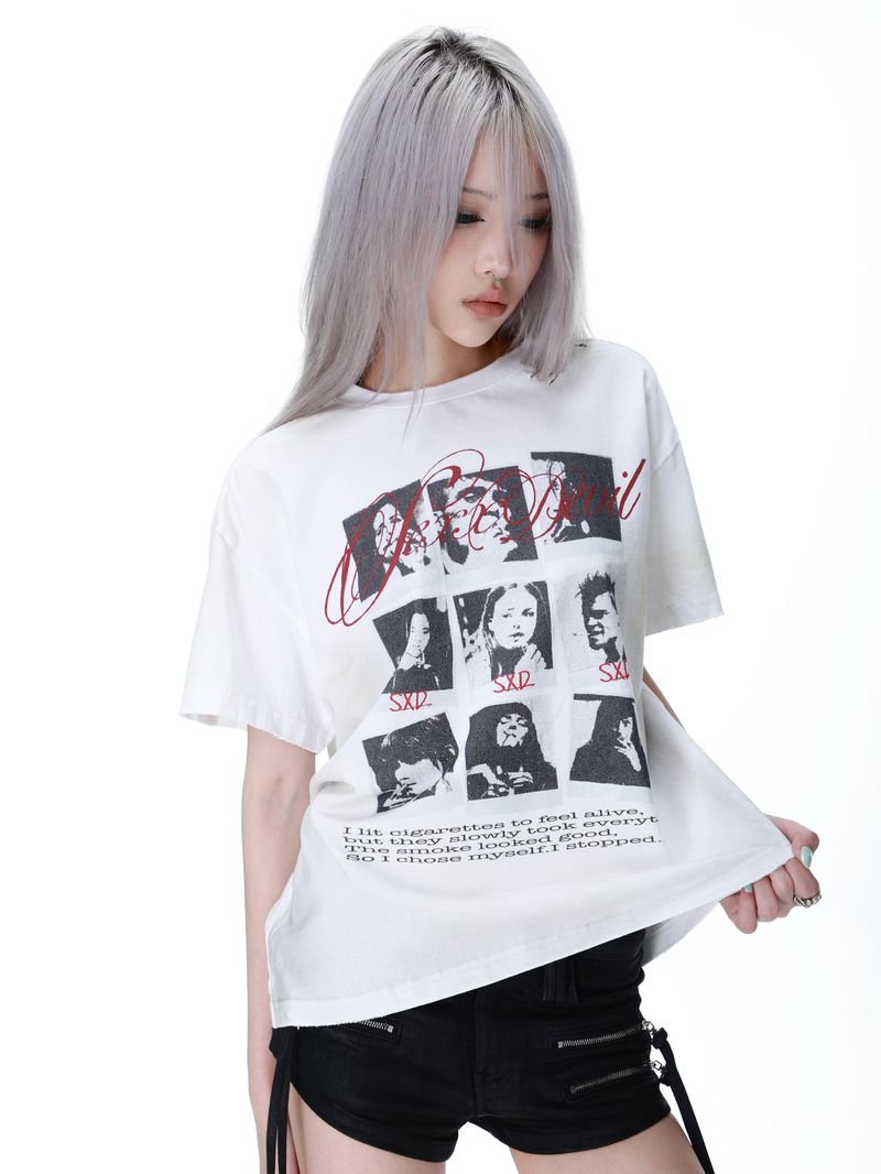SEXXDEVIL Portrait Grid Distressed Tee